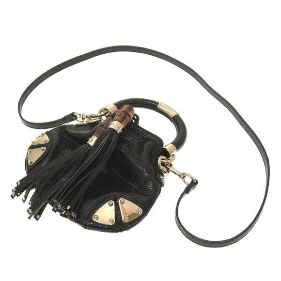 Gucci Indy Lizard Black Strap Shoulder Handbag - Picture 6 of 7